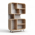 Wooden bookcase with geometric design and multiple shelves 80 x 40 x 150cm