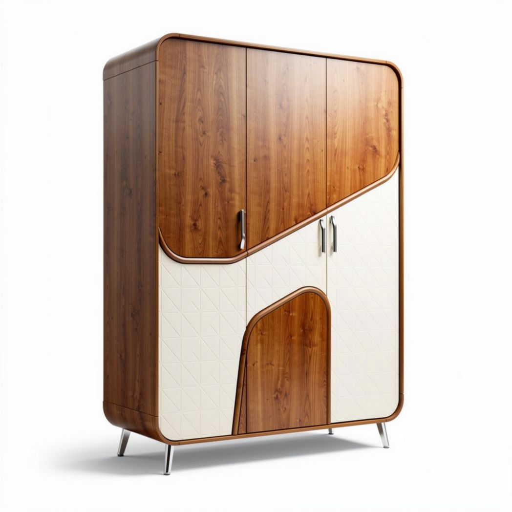 Wooden wardrobe with modern design for storage and organization 180 x 100 x 50cm