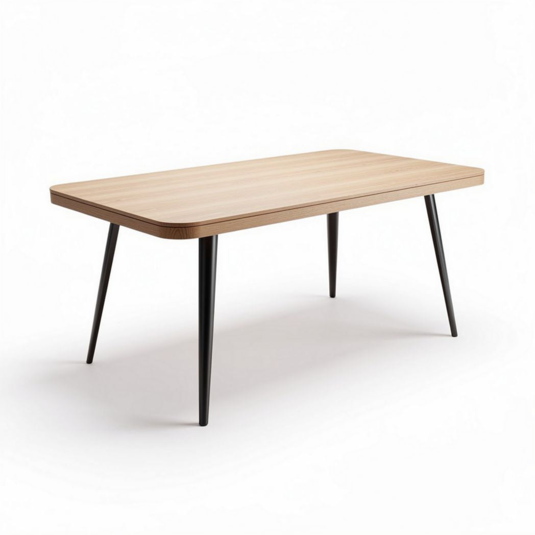 Rectangular dining table in oak and black metal legs 150 x 80 x 75cm