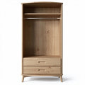Wooden wardrobe with adjustable hanging rod and two drawers 80 x 45 x 200cm