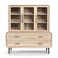 Wooden display cabinet with drawers in natural finish 80 x 40 x 120cm