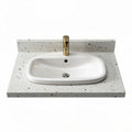 Ceramic vessel sink with terrazzo countertop and gold faucet 40 x 20 x 10cm