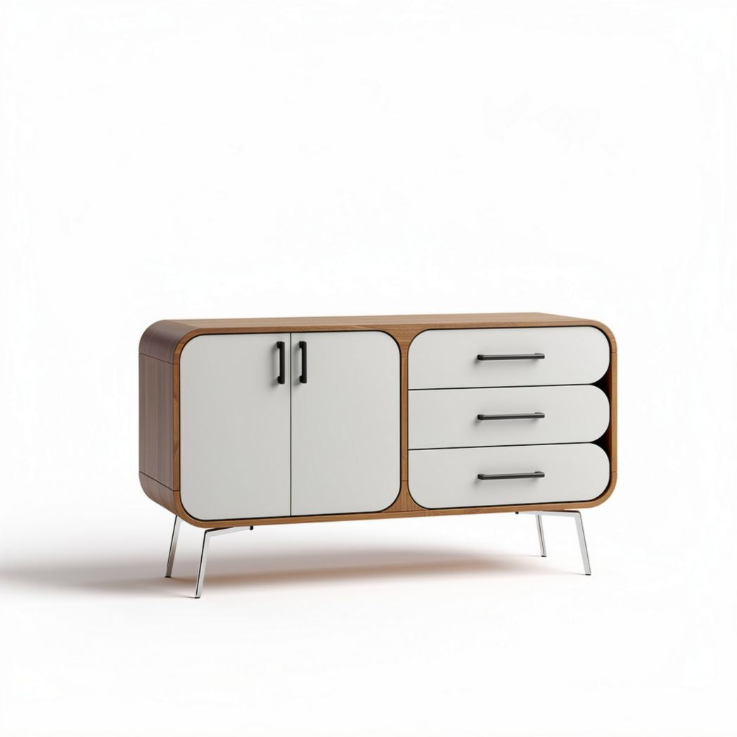 Modern wooden sideboard with three drawers and two doors 120 x 45 x 75cm