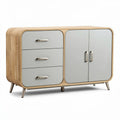 Wooden sideboard with three drawers and two doors in light oak finish 120 x 45 x 75cm